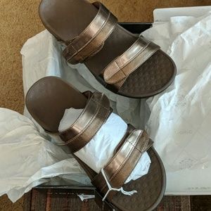 Brown and bronze sandals